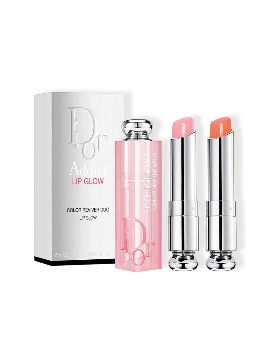 Christian Dior Addict Lip Glow Lip Balm Lip Kit 004 Coral + 001 Pink
