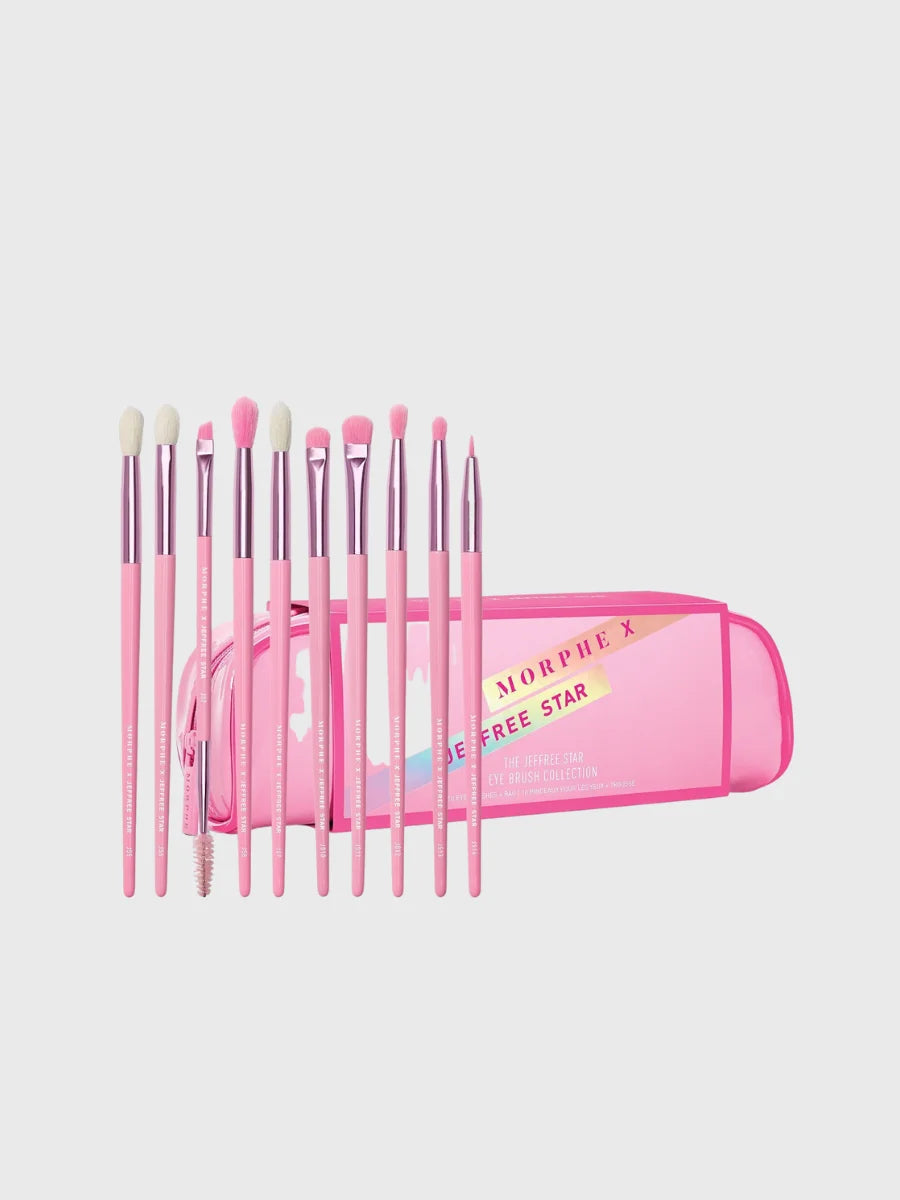 Morphe X Jeffree Star Eye Brush Collection 10 Pcs + Pink Bag